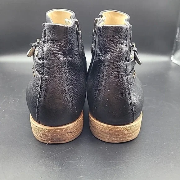 GEOX Respira Women's 8.5 Black Leather‎ Ankle Boots Studded Zipper - Picture 5 of 16